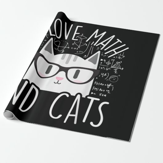 Papier Cadeau J'Aime Les Maths Et Les Chats Cute Kitty Chat (Déroulé)