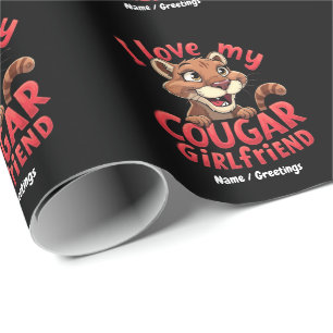 Papier Cadeau J'aime ma copine cougar drôle et sincère