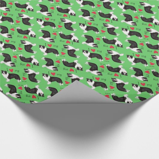 Papier Cadeau J'aime ma frontière Collie (Coin)