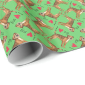 Papier Cadeau J'aime ma frontière Terrier (Coin rond)