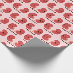Papier Cadeau J'Aime Mes Reins - Mignons Reins Souriants