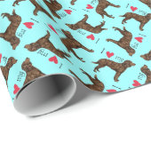 Papier Cadeau J'aime mon American Water Spaniel (Coin rond)