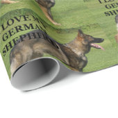 Papier Cadeau J'aime mon berger allemand de sable (Coin rond)