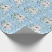Papier Cadeau J'aime mon Bichon Frise sur le cristal bleu (Coin)