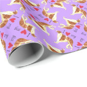 Papier Cadeau J'aime mon Borzoi (Coin rond)