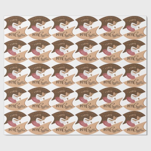 Papier Cadeau J'aime mon café Retro Java (Plat)