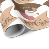 Papier Cadeau J'aime mon café Retro Java (Coin rond)