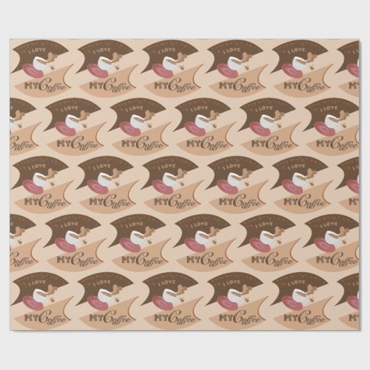 Papier Cadeau J'aime mon café Retro Java (Plat)