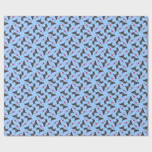 Papier Cadeau J'aime mon chien d'arrêt Plat-Enduit (Plat)