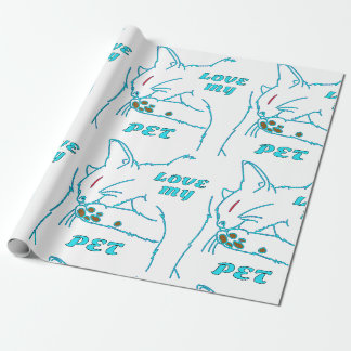 PAPIER CADEAU J'AIME MON CUTE AQUA PET CAT