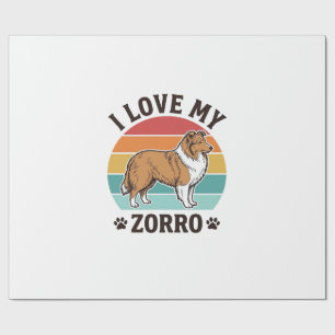 Papier Cadeau J'aime mon design vintage Zorro pour amoureux de c