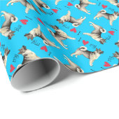 Papier Cadeau J'aime mon Elkhound norvégien (Coin rond)