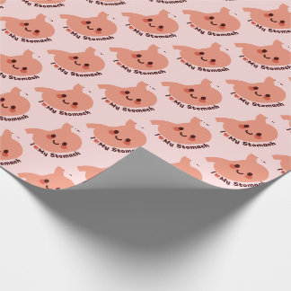 Papier Cadeau J'Aime Mon Estomac - Mignonne Estomac Souriant