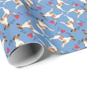 Papier Cadeau J'aime mon Fil Fou Fox Terrier (Coin rond)