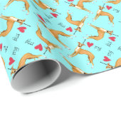 Papier Cadeau J'aime mon Greyhound italien (Coin rond)