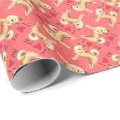 Papier Cadeau J'aime mon norvégien Buhund (Coin rond)