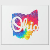 Papier Cadeau J'aime mon Ohio Maison Script Tie Dye Ohio (Plat)