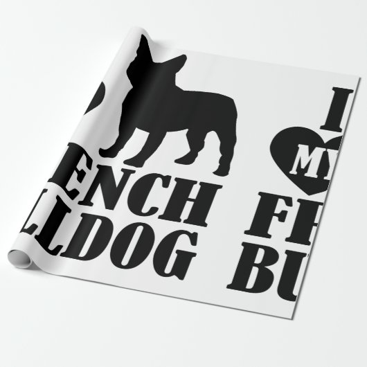 Papier Cadeau J'Aime Mon Papier Français À Envelopper Pour Bulld (Déroulé)