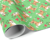 Papier Cadeau J'aime mon portugais Podengo Pequeno (Coin rond)