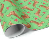 Papier Cadeau J'aime mon teckel (Coin rond)