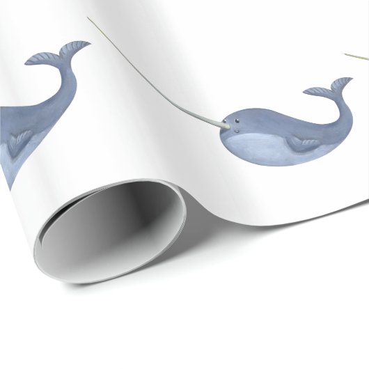 Papier Cadeau J'aime Narwhals (Coin rond)