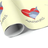 Papier Cadeau J'aime Narwhals (Coin rond)