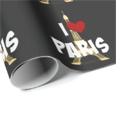 Papier Cadeau "J'aime Paris," Tour Eiffel (Coin rond)