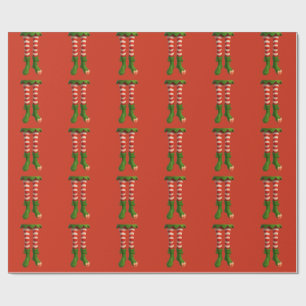 Papier Cadeau Jambes d'elfe drôles   Pôle Nord Noël Méfait 