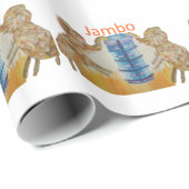 Papier Cadeau Jambo Jumbo African Kids Elephants Art Imprimer (Coin rond)