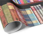 Papier Cadeau Jane Austen et sa bibliothèque d'antiquités (Coin rond)