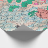 Papier Cadeau Japanese Cranes on Waves Vintage Pattern (Coin)