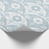 Papier Cadeau Japanese Floral Pattern in Soft Blue and White (Coin)