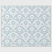 Papier Cadeau Japanese Floral Pattern in Soft Blue and White (Plat)
