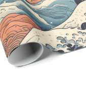 Papier Cadeau Japanese Koi Fish Sakura Pattern  (Coin rond)