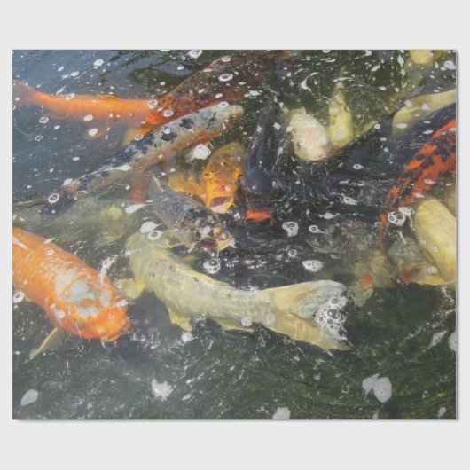 Papier Cadeau Japonais Carpe Koi Poisson Natation (Plat)