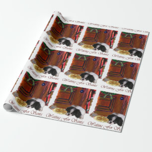 Papier Cadeau Japonais Chin attendant Noël