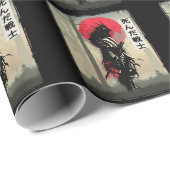 Papier Cadeau Japonais mort Samurai Guerrier Japon Swordsman (Coin rond)