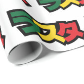 Papier Cadeau Japonais Rasta Rechercher タ Vert, Or & Rouge (Coin rond)
