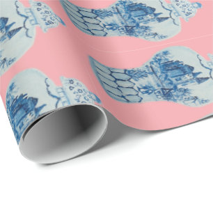Papier Cadeau Jar de gingembre blanc et bleu peint à la main