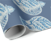 Papier Cadeau Jar de gingembre bleu et blanc (Coin rond)