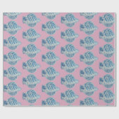 Papier Cadeau Jar de gingembre bleu et blanc (Plat)