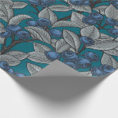 Papier Cadeau Jardin aux bleuets, bleu et gris (Coin)