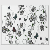 Papier Cadeau Jardin aux papillons roses (Plat)