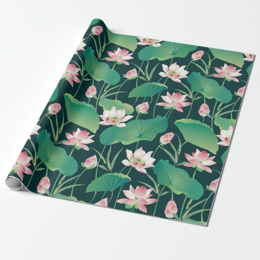 Papier Cadeau Jardin blanc du Lotus (Déroulé)
