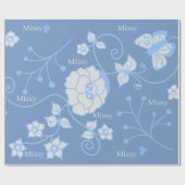 Papier Cadeau Jardin Bleu (Plat)