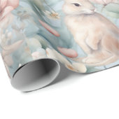Papier Cadeau Jardin Bleu Bunny (Coin rond)