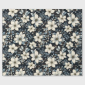 Papier Cadeau Jardin botanique d'hiver fleuri blanc (Plat)