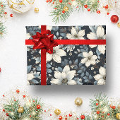 Papier Cadeau Jardin botanique d'hiver fleuri blanc