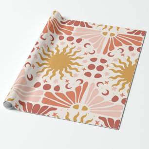 Papier Cadeau Jardin céleste Boho Soleil et Lune