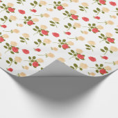 Papier Cadeau Jardin Chic Feminine Crème Rouge Rose Floral (Coin)